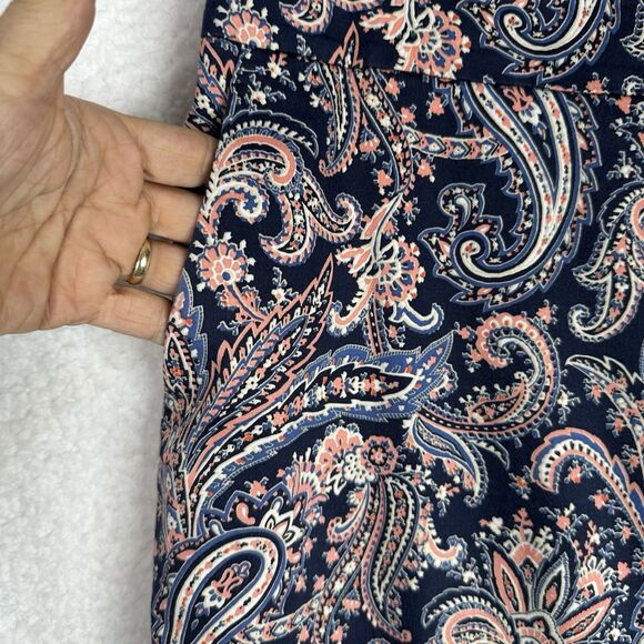 Pendleton Women’s Paisley Print Cotton Blend Ankle Pants Sz 14 Navy Coral Strech - Picture 3 of 11